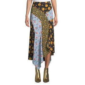 Veronica Beard Patchwork Sill Bias Cut Mac Skirt